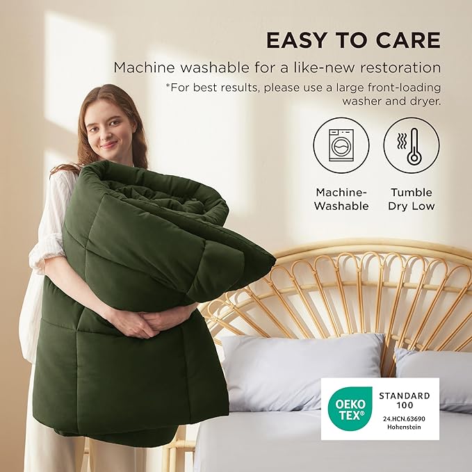 Bedsure Comforter Duvet Insert - Quilted Comforters Full Size, All Season Duvet, Down Alternative Bedding, with 8 Tabs, Gifts for Women/Men, Olive Green, Full 86 x 82 Inches