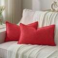 FUTEI Valentine's Day Red Decorative Throw Pillow Covers 12x20 Inch Set of 2,Soft Houndstooth Gingham Textured Lumbar Pillow Cases,Modern Home Decor for Couch Bed Living Room