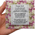 Mini Prayer Quilt with Cross Inside Vintage Pocket Scripture Prayer Quilt Squares Sympathy Christian Gifts for Women Pastor Appreciation Father's Day Graduates Gifts (Purple)