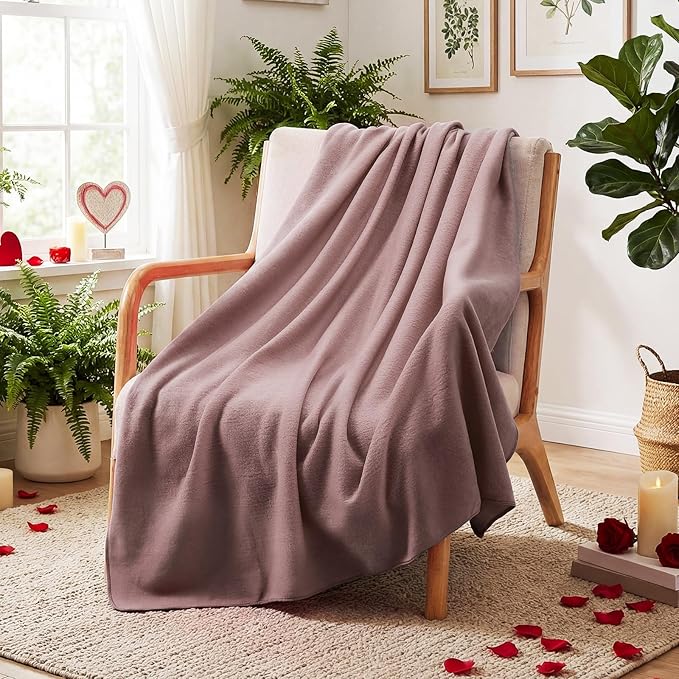 Shimeyao 24 Packs Fleece Throw Blanket Soft Warm Lightweight Fleece Blanket Cozy Throw Bulk for Bed Couch Sofa Home Office Wedding Gifts Suitable for Seasons, 50 x 60 Inches(Gray Pink)