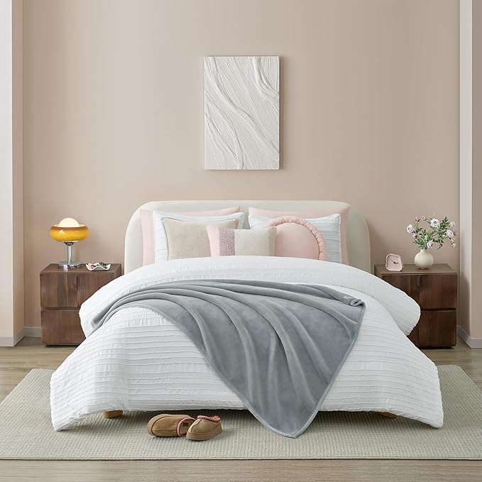 UGG Coco Plush Fleece Throw Blanket – Soft & Cozy Blanket for Couch, Bed & Sofa, Perfect for Home Decor, House Warming Gifts or Luxurious Birthday Gifts for Women, 50" x 70", Seal Gray