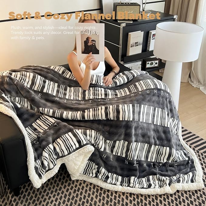 Queen Size Blanket for Bed - Fleece Soft Cozy Fuzzy Blankets, Reversible Flannel Blanket for Sofa, Couch, Bed, All Seasons, for Women （Queen 60"x80" ）
