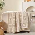 Snuggle Sac Heart Checkered Throw Blanket for Women,Love Blanket Heart Blankets for Her Wife Girlfriend Mom,Super Soft Warm Fluffy Faux Fur Blanket for Couch Sofa Bed,Beige Heart,50x60 inches