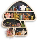 Cute Mushroom Decor, Wooden Floating Mushroom Shelf for Wall, Crystal Display Shelf Rock Gem Stone Display Shelf Wall Mounted