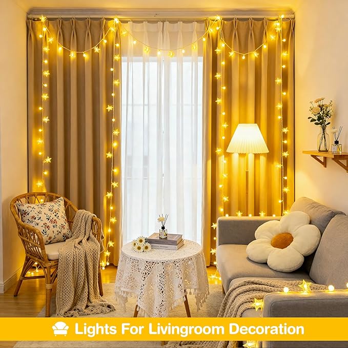 JMEXSUSS 100 LED Globe Star String Lights, 33 FT Globe String Lights Indoor USB Plug in, Warm White Star Fairy Lights for Bedroom Classroom Indoor Decor