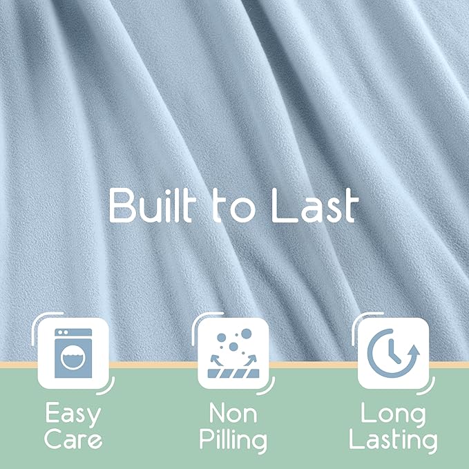 Vellux Microfleece Blanket, Full/Queen, Light Blue