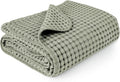 Konssy Waffle Baby Blanket - Soft & Cozy Nursery Swaddle Blanket, Lightweight Toddler Throw for Boys & Girls, Ideal for Wrapping(Amy Green)