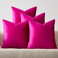 GIGIZAZA Set of 4 Hot Pink Throw Pillow Covers 20x20 Soft Velvet Pillow Covers Modren Decorative Pillows Covers Couch Sofa Living Room Pillowcase