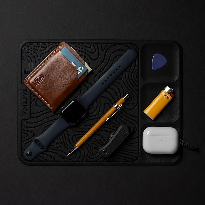 Tactica O.200 EDC Mat Catchall Tray, Durable TPU Valet Tray for Men, EDC Organizer for Earbuds Keys Wallet Phone, Desk and Bedside Table Organizer, Pocket Dump - 11in x 8.5in