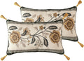 ISAENNE Design Linen Chinoiserie Rectangle Throw Pillow Covers 12"x20" Pack of 2, Farmhouse Cushion Covers with Yellow Floral Pattern Decoration Pillowcases for Bed,Living Room,Outdoor,Car