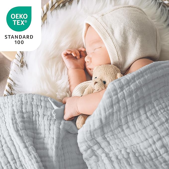 Love's cabin 100% Cotton Muslin Blanket, 6 Layer Lightweight Breathable Gauze Twin Size Blanket 60 x 80 Inches, Soft Summer Blanket for Bed or Couch, Light Grey
