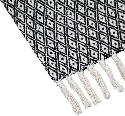 Americanflat 50x60 Throw Blanket - Soft and Breathable Cotton Throw Blanket for Couch, Bed, Chair - Decorative Blankets Perfect for Home, Office, or Outdoor Use - Black and Cream Mini Diamond Design