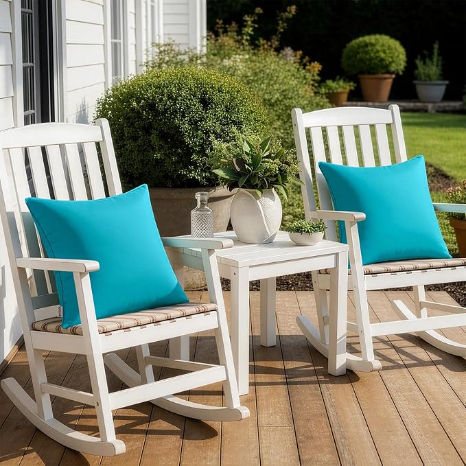 MIULEE Pack of 2 Decorative Outdoor Waterproof Pillow Covers Square Garden Cushion Sham Throw Pillowcase Shell for Patio Tent Couch 18x18 Inch Turquoise