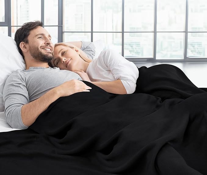 Utopia Bedding Knit Blanket Queen Size (90x90 Inches, Black) Soft Lightweight Jersey Breathable Sweatshirt Blanket for Bed,Couch & Sofa