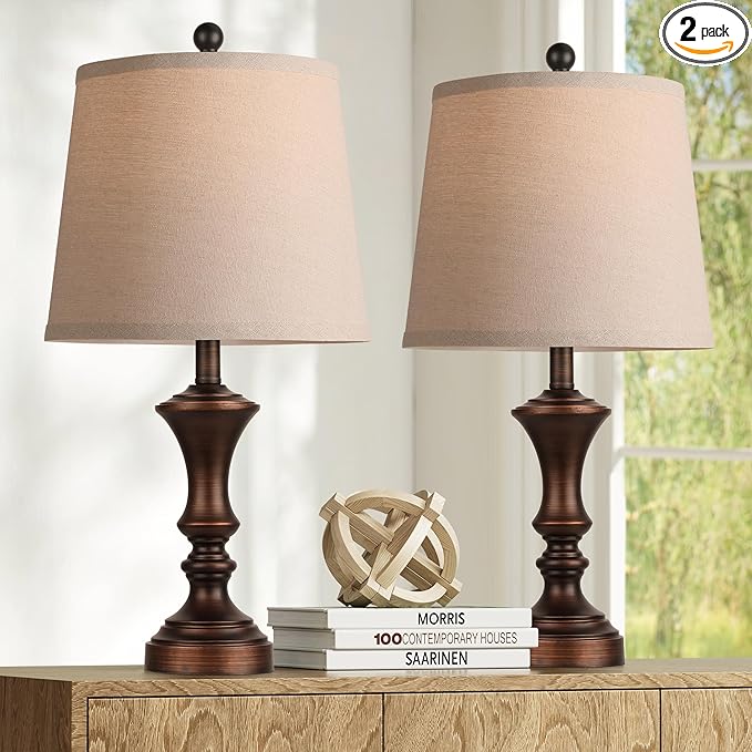 ROTTOGOON Retro Table Lamps Set of 2 Nightstand Lamp for Bedroom Vintage Rustic Table Lamps for Living Room Traditional Nightstand Bedside Lamps Bulb NOT Included