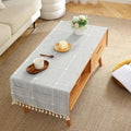 SIELUNO Coffee Table Cover, Rustic Farmhouse Rectangle Table Cloth Cotton Linen Waterproof with Pockets and Tassel for Living Room Decoration - Grey Large Plaids - 28x64 Inch