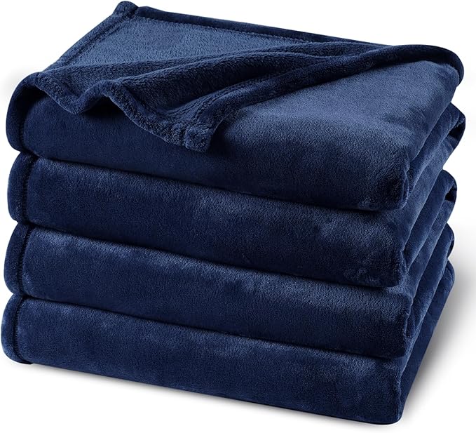 PHF Ultra Soft Fleece Blanket King Size, No Shed No Pilling Luxury Plush Cozy 300GSM Lightweight Blanket for Bed, Couch, Chair, Sofa Suitable for All Season, 108" x 90", Navy Blue