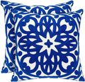 Alysheer Floral Embroidered Spring Decorative Throw Pillow Cover 18"x 18" Set of 2, Boho Mandala Embroidery Royal Blue Patterned Cushion Case for Sofa Couch Living Room Bedroom Outdoor