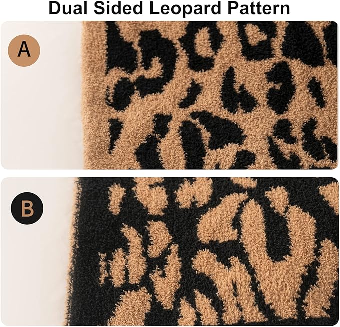MH MYLUNE HOME Micro Plush Microfiber Polyester Blanket (71x78 inch, Brown) Ultra Soft & Warm Reversible Leopard Pattern Blanket for Sofa Couch Bed, Extra Large