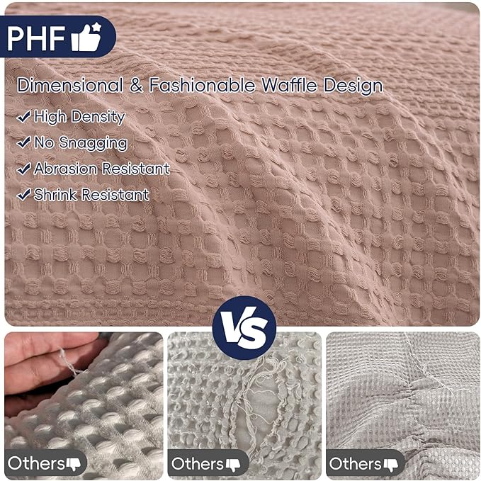 PHF Lightweight Waffle Weave Blanket Queen Size, Breathable & Ultra Soft, 90"x 90" Soft & Cozy Thin Blanket for All Season & Hot Sleepers, Bed, Home Decor - Rose Pink