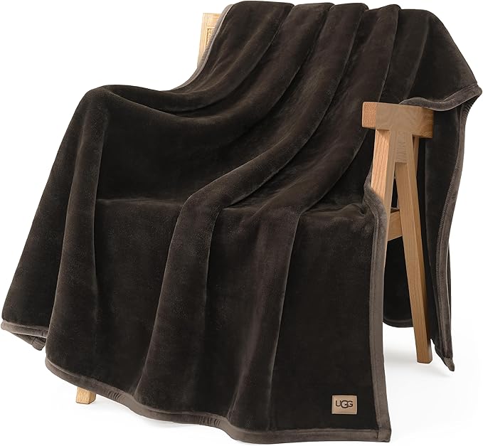 UGG Coco Plush Fleece Throw Blanket – Soft & Cozy Blanket for Couch, Bed & Sofa, Perfect for Home Decor, House Warming Gifts or Luxurious Birthday Gifts for Women, 50" x 70", Brown Root