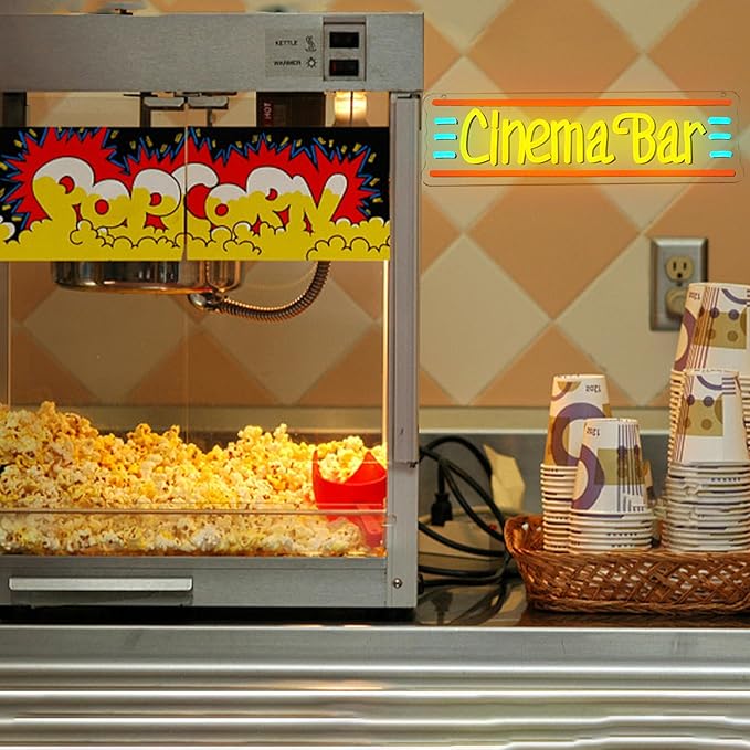 Cinema Bar Neon Sign Movie Theater Neon Light Dimmable Bar LED Light Up Sign Popcorn Theater Neon Light up Sign for Man Cave Cinema Cafe