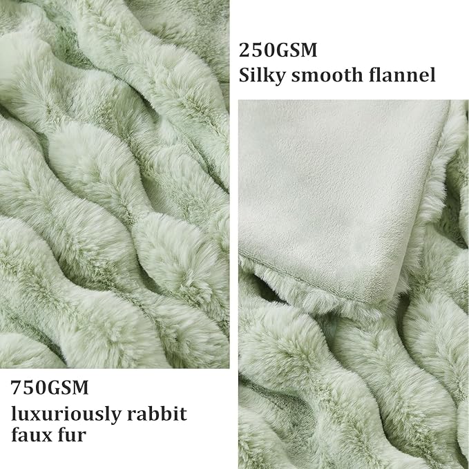 Faux Fur Twin Blanket for Couch, 1000 GSM Cozy Fuzzy Fluffy Soft Plush Thick Bubble Sherpa Blanket for Sofa Bedroom Living Room, Mothers Day Birthday Gifts for Women Home Decor