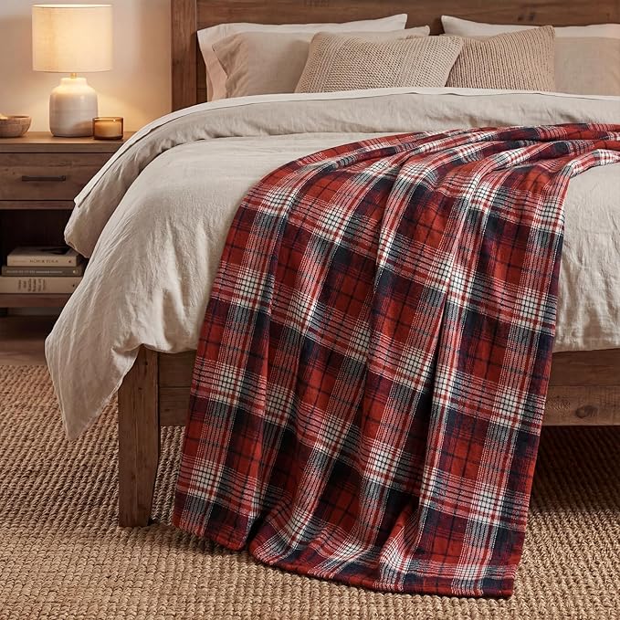 Horaldaily Red Dark Blue Farmhouse Plaid Decorative Blanket Throw, Spring Summer Rustic Soft Lightweight Blanket for Couch Sofa Bed Lounging Decoration, Ideal Gifts for Kids Adults Self, 60x80