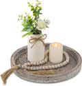 Hanobe Candle Plate Holder Tray: Decorative Wooden Tray Rustic Round Plate Farmhouse Centerpiece Small Candle Holder Trays for Coffee Table Living Room Kitchen Vintage Home Decor