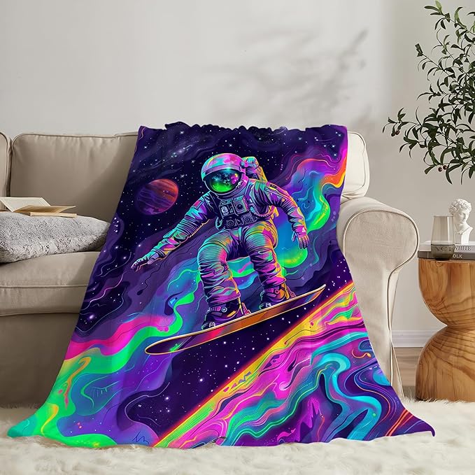 Astronaut Blanket Spaceman Throw Blanket Astronaut Gifts and Decor Fantasy Astronaut Blanket for Boys Girls Women Men Kids Adults Soft Warm Cozy Fleece Blanket for Couch Sofa Bed 80"x60"