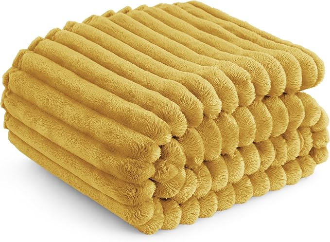 Bedsure GentleSoft Yellow Fleece Blanket for Couch - Cozy Soft Blankets for Women, Cute Small Throws for Girls, 60x80 Inches