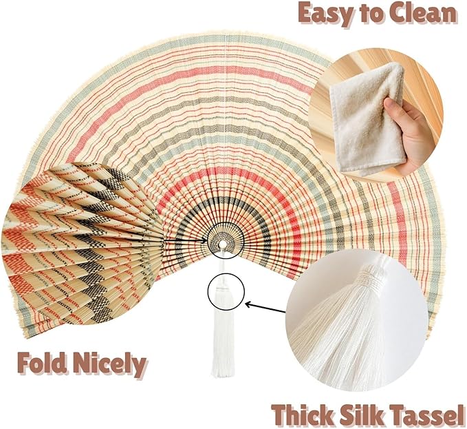 CHICVILLAGE Bamboo Wall Fan Decor - 60” Handmade Woven Bamboo Wall Hanging Fan, Large Japanese Fan Wall Decor for Above Bed, Boho Natural Asian Wall Art, Lightweight & Easy to Hang (Boho Folding Asian Style)