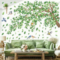 decalmile Large Green Tree Branch Wall Decals Green Leaves Floral Wall Stickers Bedroom Living Room Sofa TV Background Home Decor