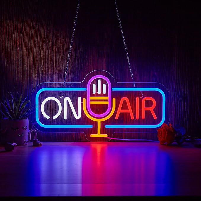 On Air Neon Sign for Wall Decor Recording Light Signs Beer Bar Home Bedroom Man Cave Neon Light with Dimmable Switch LED Artwork Décor