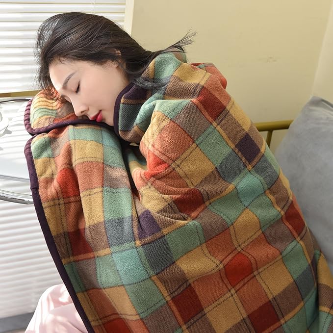 forestfish Fleece Wearable Blanket Oversized, Comfy Lightweight Lap Blanket Poncho Throw with Buttons, 63“x 55”(Multicolor)