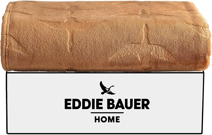 Eddie Bauer - Throw Blanket, Ultra-Soft & Embossed Plush Bedding, Blanket for Couch & Bed (Geese Brown, 50" x 70")