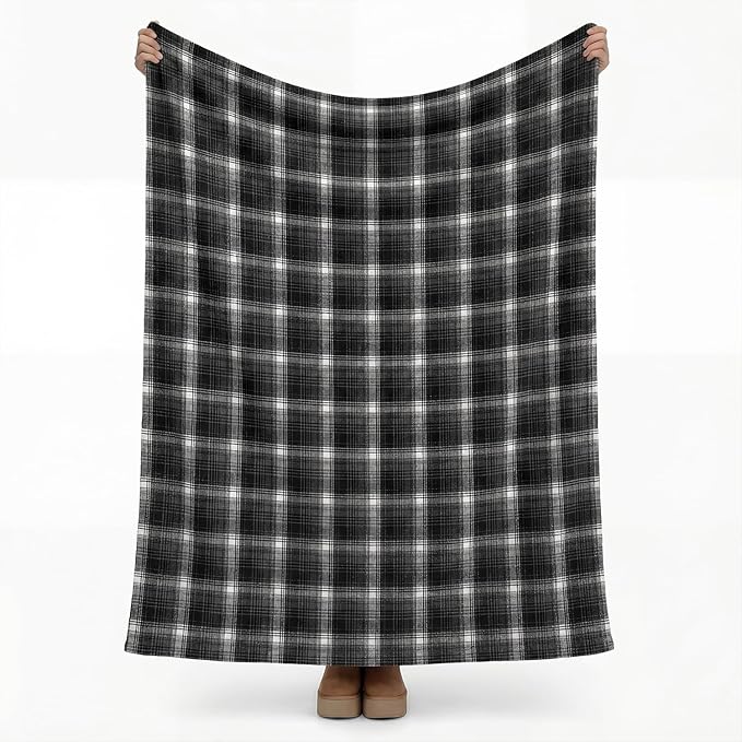 Horaldaily Black Grey Farmhouse Plaid Decorative Blanket Throw, Halloween Rustic Soft Lightweight Blanket for Couch Sofa Bed Lounging Decoration, Ideal Gifts for Kids Adults Self, 50x60