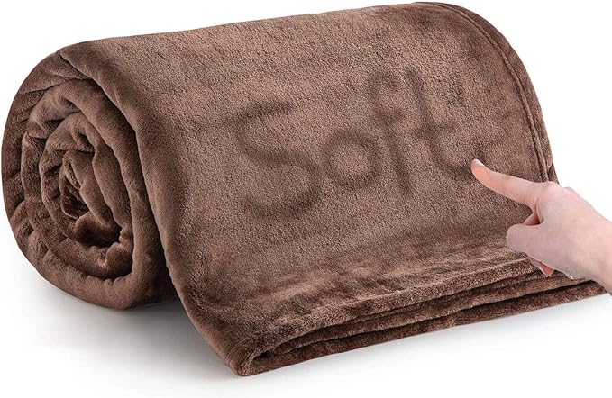 MOONLIGHT20015 Silk Touch Warm Fleece Throw Blankets - 400 GSM Throws for Sofa Fluffy Blanket Bed Throw for Bedroom, Couch, Travel (Coffee, King 108" x 90")