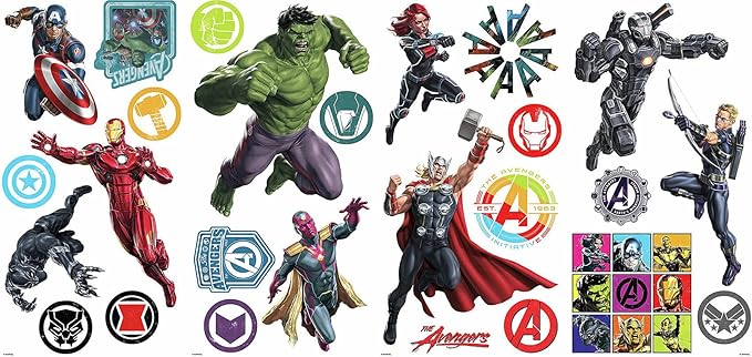 RoomMates Marvel Classic Avengers Peel and Stick Wall Decals, RMK4289SCS