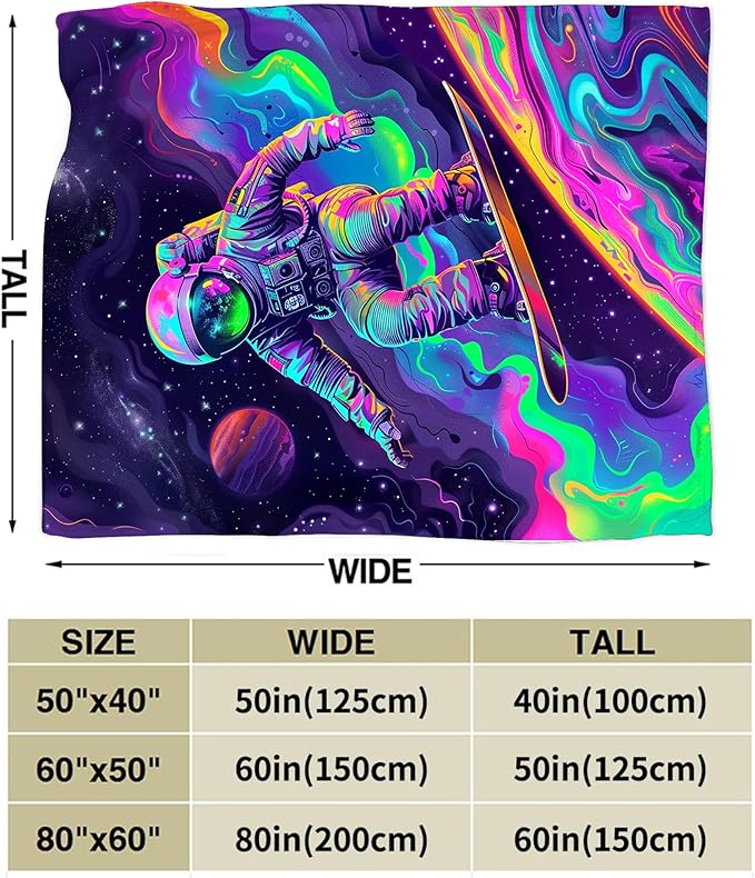 Astronaut Blanket Spaceman Throw Blanket Astronaut Gifts and Decor Fantasy Astronaut Blanket for Boys Girls Women Men Kids Adults Soft Warm Cozy Fleece Blanket for Couch Sofa Bed 80"x60"