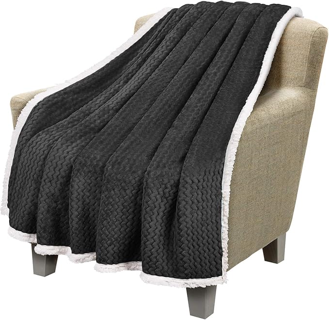 Catalonia Sherpa Throws Blanket, Super Soft Comfy Fluffy Fuzzy Fleece Plush Blanket for Sofa Couch Bed Reversible All Season for Senior Adults