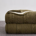 Longhui bedding Dark Brown Acrylic Cable Knit Sherpa Throw Blanket - Thick, Soft, Big, Cozy Knitted Fleece Blankets for Couch, Sofa, Bed - Large 60 x 80 Inches Coverlet All Season