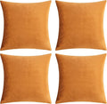 GIGIZAZA Decorative Throw Pillow Covers 20 x 20, Cinnamon Burnt Orange Sofa Pillow Covers Velvet, Set of 4 Decor Square Cushion Covers