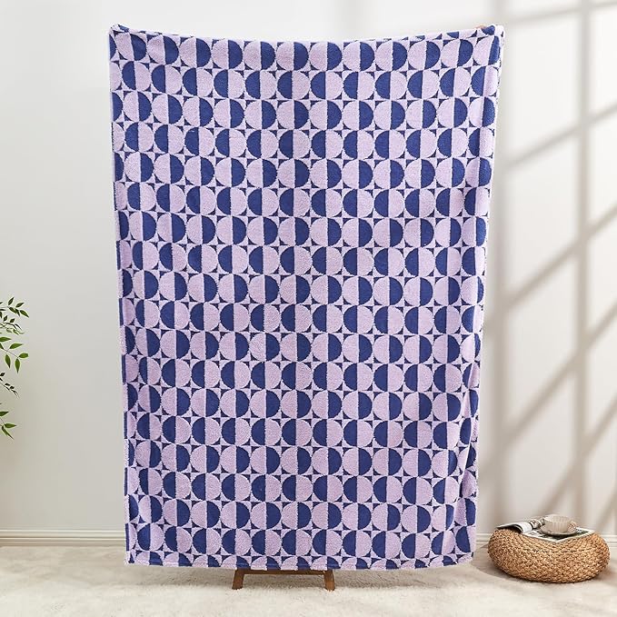 3D Circle Pattern 300 GSM Purple and Blue Couch Throw Blanket - Thick Throw Blankets for Women,Warm Small Throw Blanket, 50x60 Inches