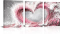 HOMEOART Bedroom Wall Art Ocean Wave Painting Love Sign Wall Decor Framed Artwork Bathroom Bedroom Living Room Decor (Pink)