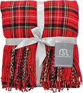 Plaid Throw Blanket, Classic Farmhouse Style Holidays Christmas Lightweight Decoractive Cashmere Like Ultra-Soft – Ideal for Living Room, Bed, Couch, Travelling, Gift for Her (Red Multi, 50"x60")