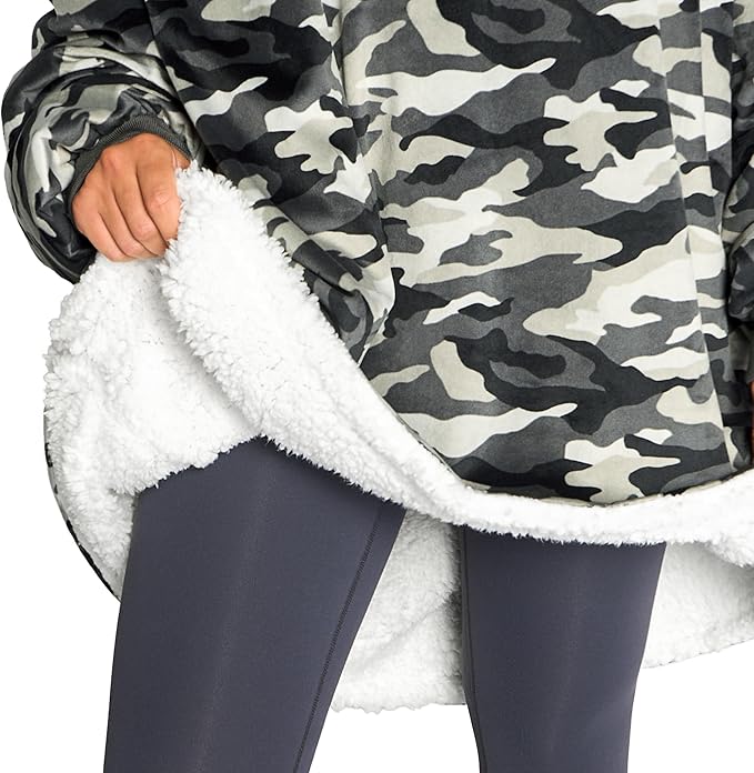 Bare Home Wearable Blanket Hoodie - Soft Plush Sherpa - Warm and Cozy - Oversized Wearable Blanket - Adult & Kid Sizes