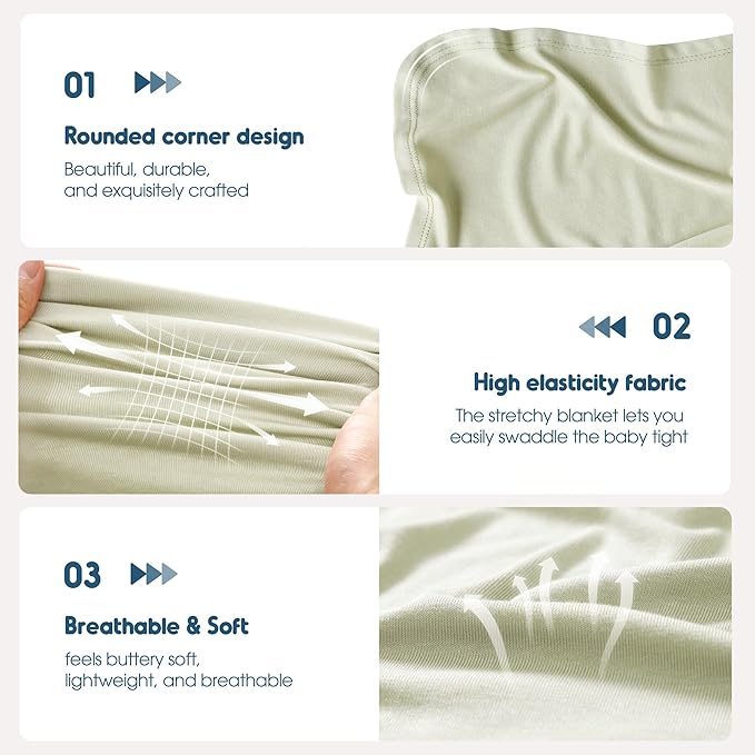 GRSSDER 2 Pack Newborn Swaddle Blanket, Ultra Soft Stretchy Jersey Knit Extra Large Size 33 x 44 Receiving Blankets for Easy Swaddling Baby Snug and Cozy