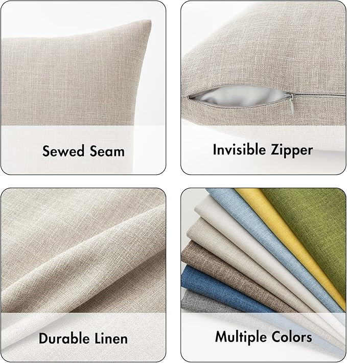 MIULEE Pack of 2 Decorative Linen Burlap Textured Pillow Covers Farmhouse Boho Accent Pillowcases Spring Home Decor for Couch Sofa Bedroom Living Room 20x20 Inch Taupe