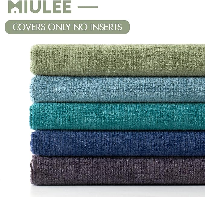 MIULEE Smoke Blue Couch Pillow Covers 22x22 Inch, Set of 2 Soft Chenille Decorative Euro Throw Pillow Covers Summer Farmhouse for Sofa Living Room Bed